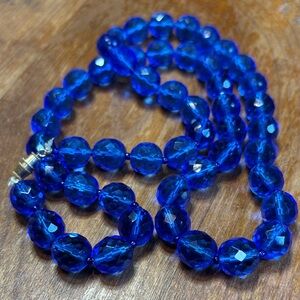 Chunky cobalt blue crystal necklace